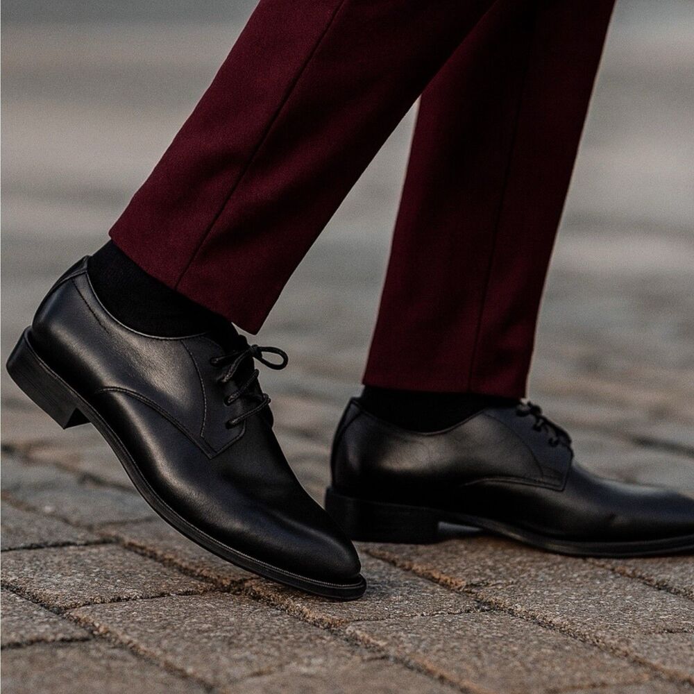 Boss Dress Shoes Mens 7 Black Leather Lace Up Formal Office NYE Party‎ Evening